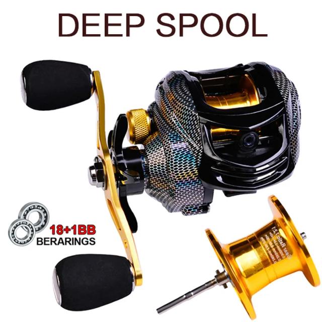 FLYSAND Carretel de Baitcast 10kg Max Drag Freio Magnético 18+1BB 7.2:1 Relação de Engrenagem