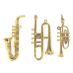 Mini Golden trompete saxofone para bonecas, instrumentos de sopro, instrumento musical, casa bar, boneca acessórios, 24pcs por conjunto - Image 6