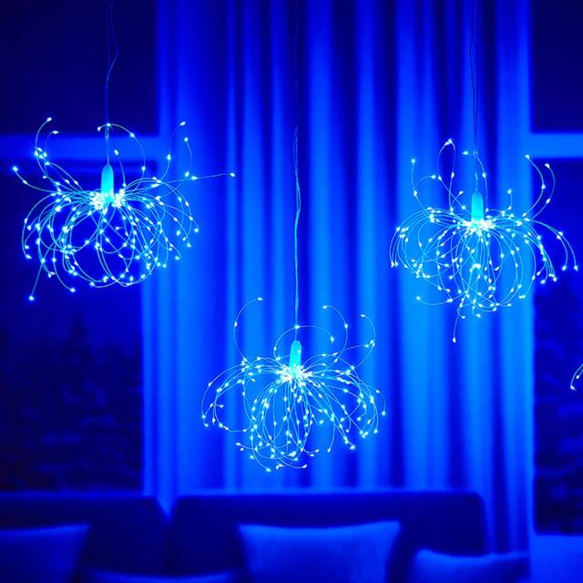 Luz de Fogo de Artifício Impermeável para Decoração ao Ar Livre - 600 LEDs com 8 Modos em Pacote com 5 Unidades