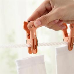 Prendedores de roupa plásticos à prova de vento, prendedores de roupa, clipes multifuncionais de toalha de praia, meias fofas, gatos criativos, 12pcs - Image 6