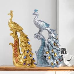 Pavão resina ornamento para a decoração Home, escritório escultura artesanato, moderno e nobre, luxo e elegante, sala e estante, 1pc - Image 3