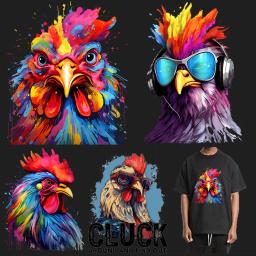 Animais coloridos de ferro em patches para vestuário, adesivo térmico lavável DIY em roupas, patch de animais de galinha - Image 1