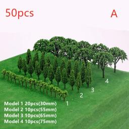 50 pçs trem artificial árvore em miniatura modelo de plástico cenário ferrovia decoração construção paisagem micro acessórios brinquedos - Image 1