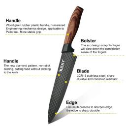 Conjunto de facas de cozinha em aço inoxidável Faca de chef forjada Tesoura Descascador de cerâmica Escultura Paring Knife Ferramentas Cleaver Case de presente - Image 4