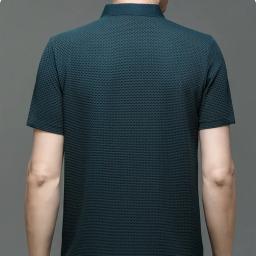 Camisa polo de seda luxuosa bordada masculina, camiseta de manga curta, confortável, respirável, legal, moda casual, verão, nova - Image 4