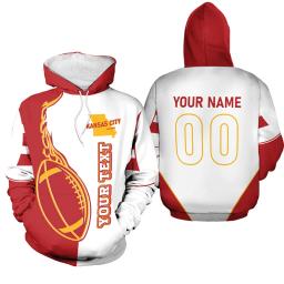 Hoodie de futebol americano personalizado com nome e número para homens e mulheres, pulôver impresso em 3D, moletom Harajuku, moda Y2K, novo - Image 2