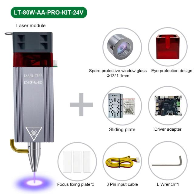 Cabeça de Corte e Gravação a Laser 20W com Air Assist e Luz Azul 450nm para Máquinas de Marcação em Madeira