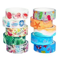 Conjunto de fita washi para scrapbooking, pacote de 10 peças, praia de verão, natação, diy, fita adesiva, diário, material escolar, artigos de papelaria - Image 2