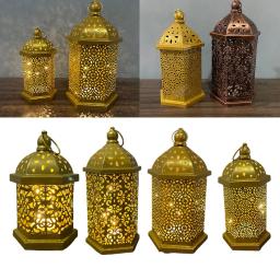 Lanternas de metal oco noite luz atmosfera adereços cavalo oco lanternas led ornamentos decorativos marroquino - Image 5