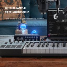 BOMGE-USB Interface de áudio com pré-amplificador de microfone, U202, XLR, TSR, portas TS, 48V, 32 bits, Resolução 192kHz para gravação em computador, Stream - Image 3