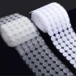 99 pares 10/15/20mm transparente dot adesivo autoadesivo gancho e laço prendedor fita de fita de silicone forte - Image 1