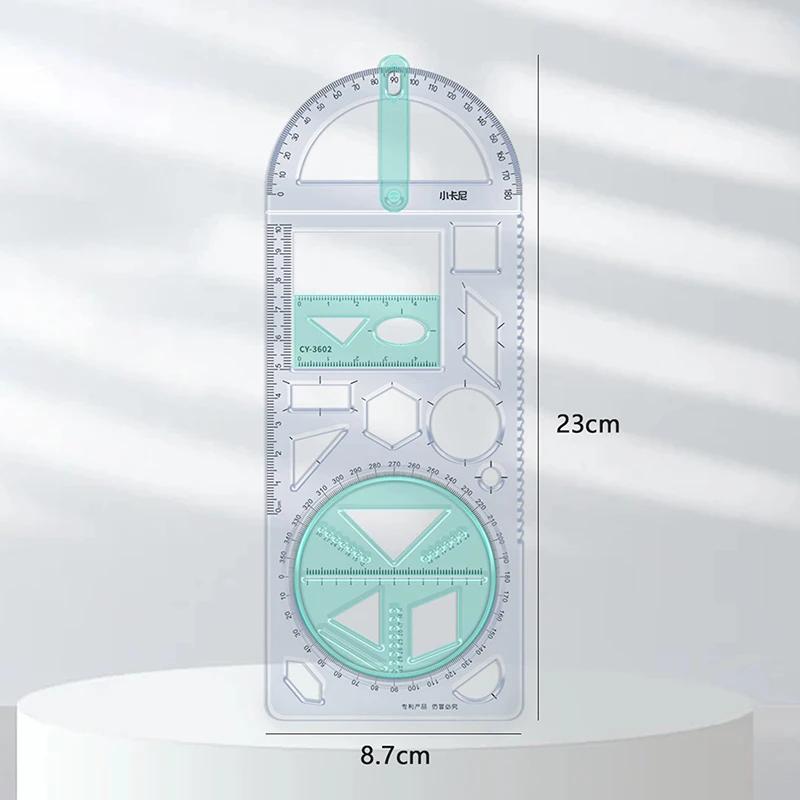 Conjunto de ferramentas de medição multifuncional para escola, desenho de atividade primária, Régua geométrica, Régua triangular, Bússola, Transferidor - Image 1