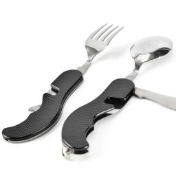 4 em 1 conjunto de utensílios de mesa acampamento ao ar livre cozinhar suprimentos colher aço inoxidável dobrável kits de bolso casa piquenique caminhadas ferramentas viagem - Image 6