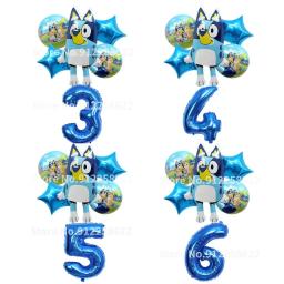 Bluey balão filme de alumínio grande número balão dos desenhos animados bingo bluey cão festa de aniversário decoração layout fundo foto prop - Image 1