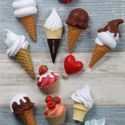 Simulação Ice Cream Frigorífico Adesivos, Fruit Flavor Cone, Decoração Foto de Parede, Resina, Brinquedos Infantis, Presente - Image 4