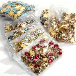 10 pcs/bag strass costura decoração brilhante forma gota costurar na strasse para colar ouro garra cristal fivela diy roupas de casamento/sapato - Image 5