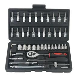 46 pçs conjunto de soquete ferramenta reparo do carro chave catraca pawl chave fenda profissional kit metalurgia - Image 4
