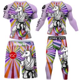 Camisa de compressão masculina Mma Rashguard, calções e calças MMA, protetor solar desportivo, roupa desportiva de segunda pele, calções MMA, novo - Image 1