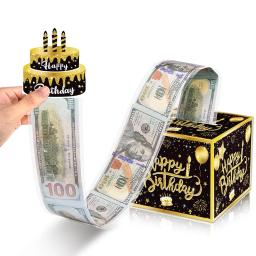 Caixa de presente com cartão de bolo, Money Roll, Pull Out Surprise, Presentes de aniversário para homens e mulheres - Image 1