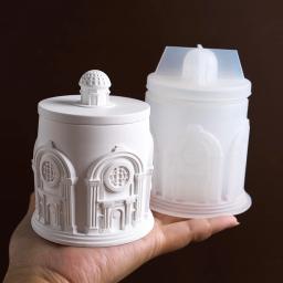 Molde de silicone para armazenamento de construção, com tampa, molde de fundição de concreto 3d, suporte de vela diy, vaso de flores, materiais de fabricação, molde artesanal - Image 1