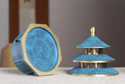 Caixa de presente azul queimador incenso soild cobre puro incenso bobinas titular queimador casa yoga decoração da sala alta qualidade delicado - Image 2