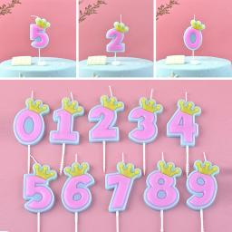 1 pçs bonito doce cor feliz aniversário número velas 0-9 para crianças adulto meninas festa de aniversário coroa velas bolo 2022 novo - Image 6
