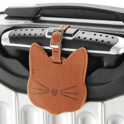 Bagagem Portátil Tags com Gato Animal Bonito, PU ID Mala, Titular do endereço, Etiqueta de Alta Qualidade, Bagagem Boarding Tag, Acessórios de Viagem - Image 2