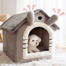 Cama dobrável para dormir, Cama de dormir macia, Removível e lavável, Ninho de cachorro, Ninho de gato semi-fechado, Pet Products - Image 3