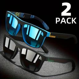 Óculos de sol polarizados quadrados, 2 peças, antirreflexo, para festa de verão, férias, viagens, condução, pesca - Image 1