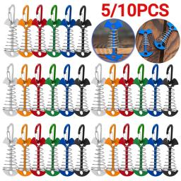Primavera Fishbone Deck Pegs com Mosquetão, Estacas De Barraca, Âncora De Toldo, Fivela De Corda De Vento, Pregos Fixos, Ganchos De Acampamento, 5 10Pcs - Image 1