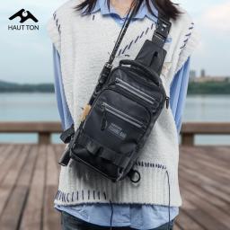 HAUT TON Mochila multifuncional para equipamento de pesca com haste, suporte preto de grande capacidade, acampamento, caminhadas ao ar livre, bolsa de ombro no peito - Image 2