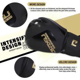 Luvas Profissionais de Treinamento de Boxe para Homens e Mulheres, Elastic Pu, Muay Thai, Sanda, Fighting, Lekaro, Adult, 12oz - Image 3