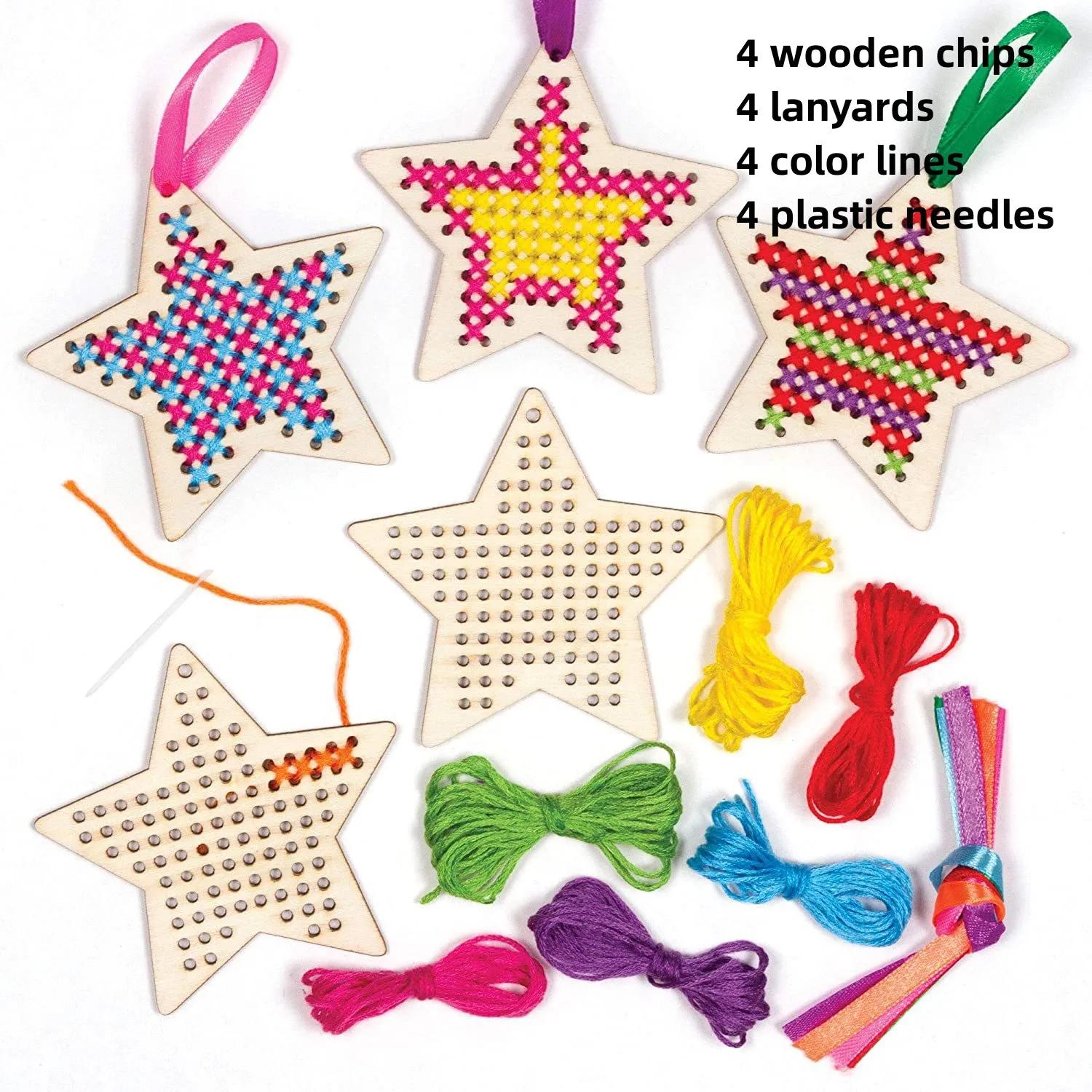 Kit Bordado Artesanal para Crianças, Ponto Cruz, Marcador, Ferramentas De Madeira, Marcadores, Oco Out, Artesanato, 12Pcs, Conjunto - Image 1