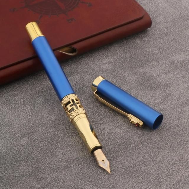 Caneta-tinteiro Clássica Esportiva Azul Fosco para Estudantes de Caligrafia 3035