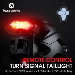 West biking capacete lâmpada da bicicleta sela luzes traseiras 2 em 1 controle remoto turn signal noite equitação segurança aviso ciclismo luz traseira - Image 1