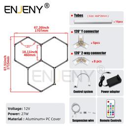 Decoração de entretenimento efeito especial hexágono iluminação rgb luz palco multiform controle remoto diy montado - Image 3