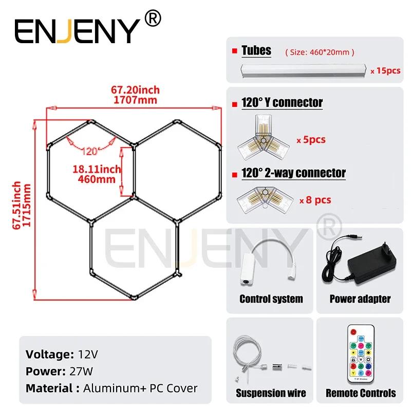 Decoração de entretenimento efeito especial hexágono iluminação rgb luz palco multiform controle remoto diy montado - Image 1