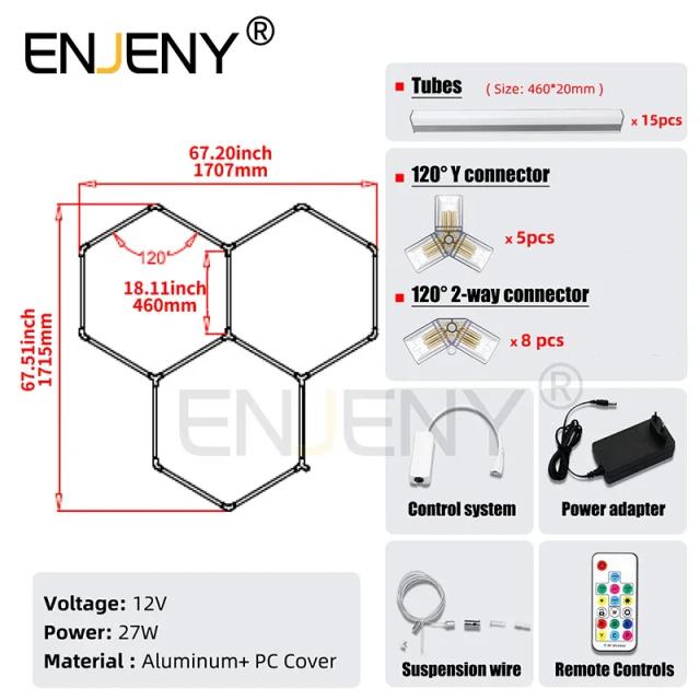 Iluminação RGB Hexagonal com Efeitos Especiais para Decoração de Palco - Controle Remoto DIY