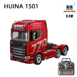 Huina 1501 770s liga trator 19ch rc caminhão 1/18 2.4g caminhão de reboque de engenharia de controle remoto com brinquedos leves e sonoros - Image 1
