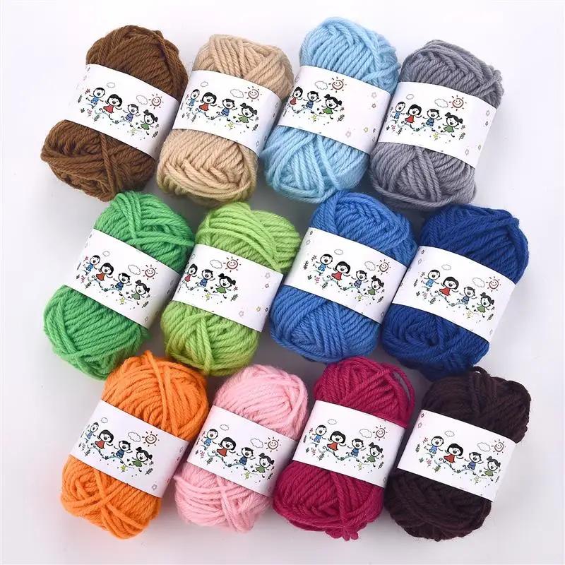Conjunto de 12 cores de fibras acrílicas, fio de lã de tricô, bordado tingido, lenanas para artesanato de crochê, suéter, chapéu, bonecas a baixo preço - Image 1
