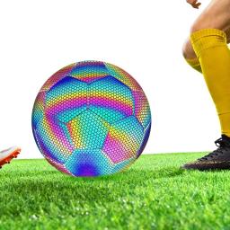 Brilho ao ar livre Reflexivo Futebol, Holográfica Padrão, Entretenimento Esportivo, Adulto Treinamento Prática, PU Bola, No.5 - Image 3