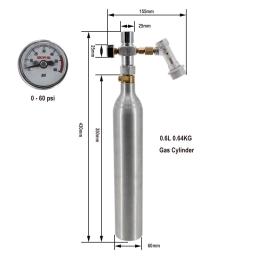 Alumínio CO2 Ar Tanque com Ball Lock, 2 em 1 Regulador, Segurança À Prova de Explosão, Cilindro De Gás De Alta Pressão, Homebrew Cerveja Soda, 0.6L - Image 3