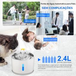 Newpet Dispensador de água para gatos de 2,4 litros Filtros de carvão ativado Alimentador automático de LED Interface USB - Image 5