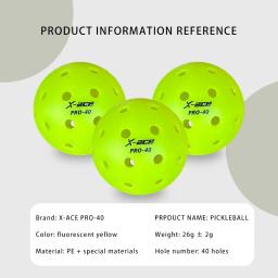 X-ace 40 bolas de pickleball pro, 40 peças, bolas de picles de 40 furos, treinamento profissional perfeito, bolas de picles verdes de alta visibilidade - Image 4