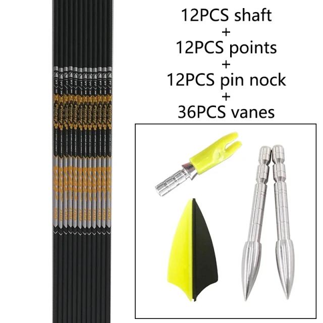 Tiro com arco flecha diy setas de carbono eixo spine350-800 id4.2mm 1.75mm aletas arco recurvo longbow caça tiro