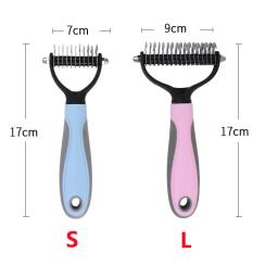 Animais de estimação pele nó cortador cão grooming derramamento ferramentas pet gato depilação pente escova dupla face produtos fornecedores transporte da gota - Image 6
