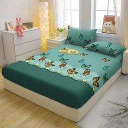 3-Piece Set Folha equipada com padrão de borboleta, impresso tampa da cama, simples e moderno, fosco, quarto, cama - Image 4