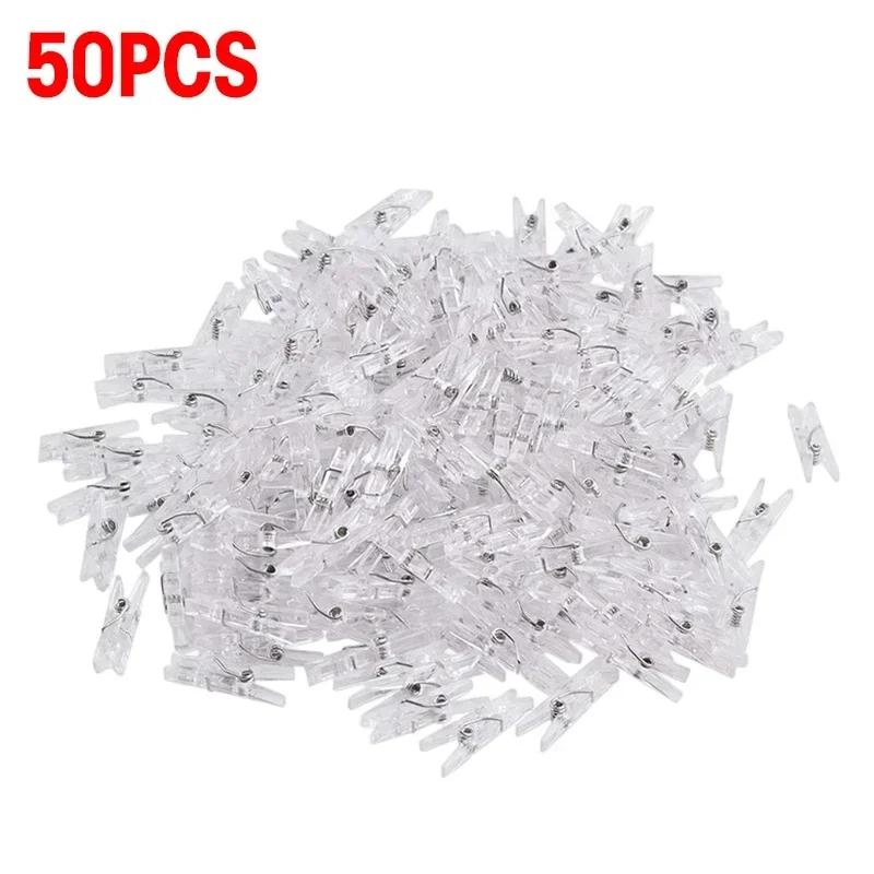 Mini Clipes De Vedação De Plástico, Transparente Photo Snack, Prendedores de roupa, Fairy Light Hanging Clamp, DIY Home Party Decoração, 200 Pcs, 50 Pcs - Image 1