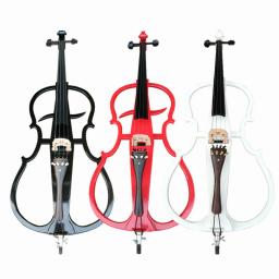 Violoncelo elétrico profissional 4/4, instrumentos musicais com arco, preto e branco, navio livre - Image 2