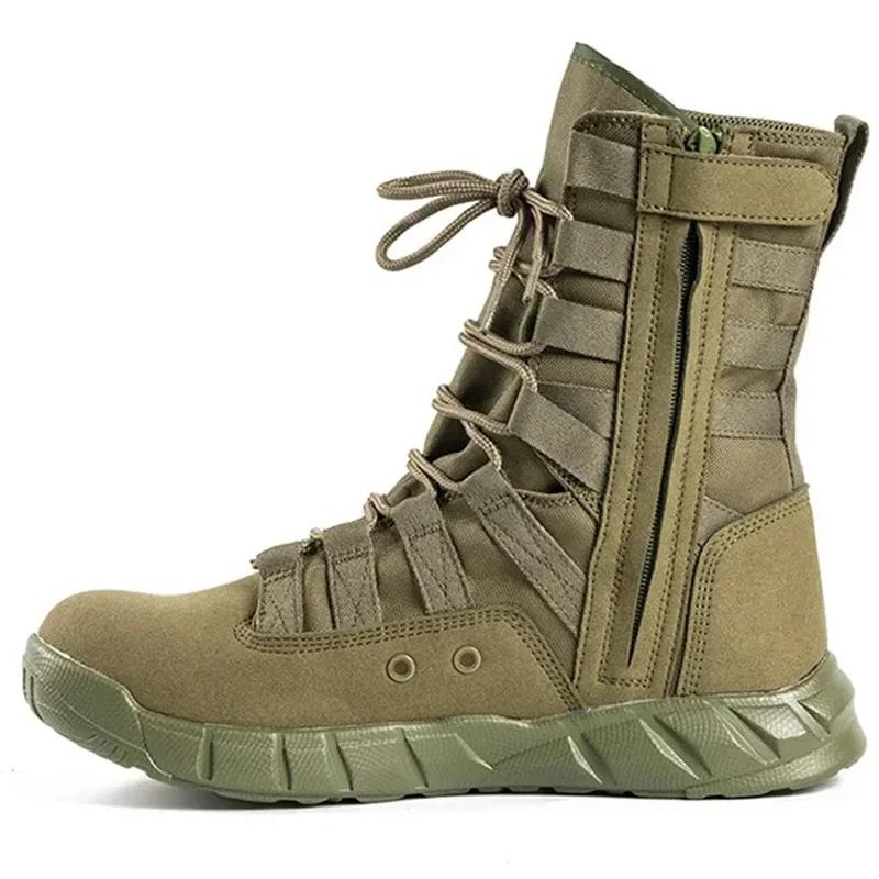 Bota de combate verde deserto marrom bota leve botas de treinamento botas de caminhada para homem botas táticas bota masculina - Image 1